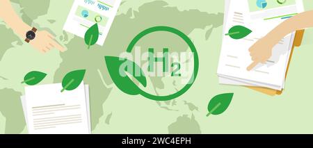 Hydrogen H2 alternative eco green energy concept illustration sustainable renewable Stock Vector