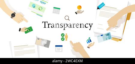 Transparency concept of open for public responsible data governance in corporation to avoid corruption Stock Vector