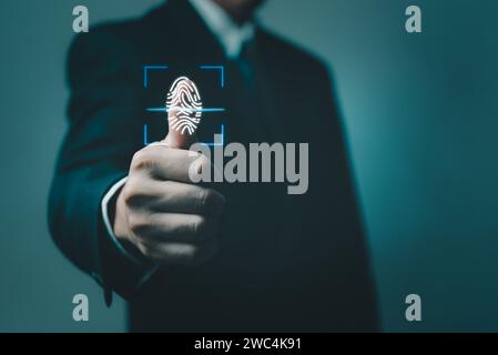 Touch Screen Fingerprint Scanner Unlocks Digital Identity Authentication Futuristic Biometric Security Internet Online Network Cybersecurity Stock Photo