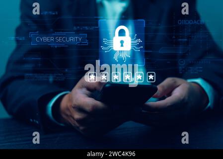 Digital Safety Cybersecurity Mobile Phone Privacy and Data Protection for Secure Online Communication Online Network Stock Photo