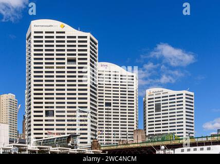 Banking and finance sector buildings in Darling Park commercial precinct, Sydney, New South Wales, Australia Stock Photo