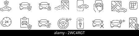 Car rent icons set. Pixel perfect icons Stock Vector