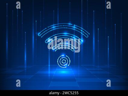 Wi-Fi technology background, Wi-Fi icons are technology circuit lines. A signal wave that provides access to the internet, square background, high tec Stock Vector