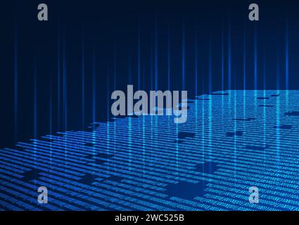 Abstract background technology Numeric code for writing software with beams of digital information rising up Showing the development of information so Stock Vector