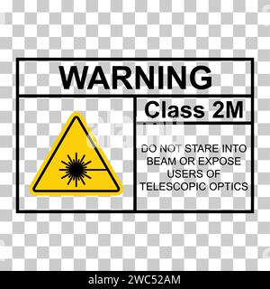 Laser radiation danger class 2M label icon, safety information symbol vector illustration . Stock Vector