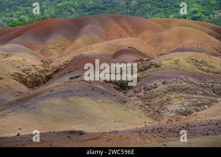 Seven Coloured Earths or Terres des Sept Couleurs Geopark in Chamarel, Mauritius Stock Photo