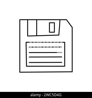 Vector illustration of diskette in doodle style isolated on white background Stock Vector