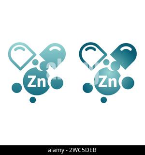 Zinc capsule fill vector icon. Zn pill and supplement in colorful gradient. Stock Vector