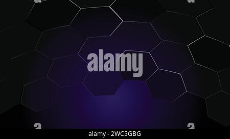 abstract futuristic hexagons on a dark blue background for network connection, computer, and communication technology. vector illustration Stock Vector