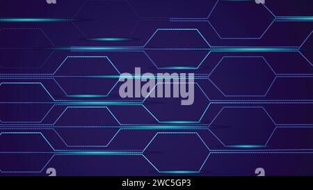 abstract futuristic hexagons on a dark blue background for network connection, computer, and communication technology. vector illustration Stock Vector