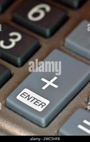 vintage calculator keypad enter button Stock Photo