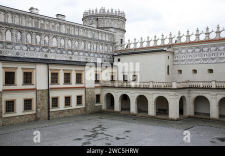 Courtyard of Krasiczyn castle (Zamek w Krasiczynie) near Przemysl. Poland Stock Photo