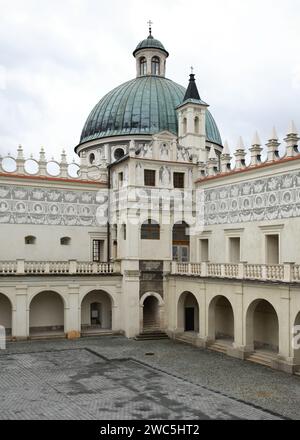 Courtyard of Krasiczyn castle (Zamek w Krasiczynie) near Przemysl. Poland Stock Photo