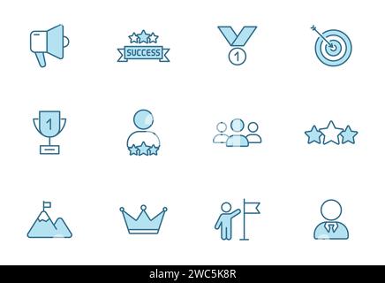 success line icons in two colors Stock Vector