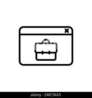 briefcase on web page outline vector icon Stock Vector