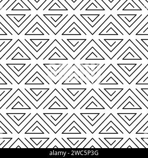 Abstract geometric seamless pattern. Greek triangle texture. Black triangular arrow line isolated on white background. Greece geometry maze lines. Geo Stock Vector