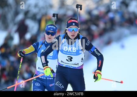 Ruhpolding, Germany. 14th Jan, 2024. Biathlon: World Cup, 10 km pursuit, women. Lisa Vittozzi from Italy in action. Credit: Sven Hoppe/dpa/Alamy Live News Stock Photo