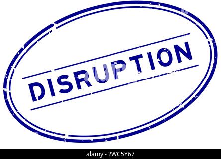 Grunge blue disruption word oval rubber seal stamp on white background Stock Vector