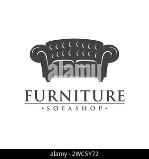 Sofa furniture silhouette logo design Stock Vector