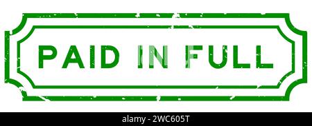Grunge green paid in full word rubber seal stamp on white background Stock Vector