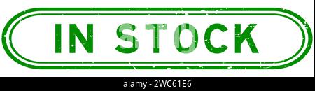 Grunge green in stock word rubber seal stamp on white background Stock Vector