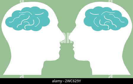 Human Brain Thinking sign, Human brain in head icon Stock Vector