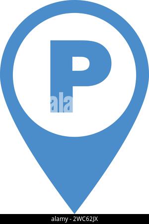 Location Map Parking, Pin point Parking icon, Map Point sign, map pin Parking sign. Stock Vector