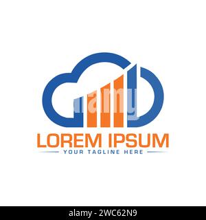 Cloud Logo Design. Unique and Creative Cloud Logo Design. Cloud Tech Logo Design. Stock Vector