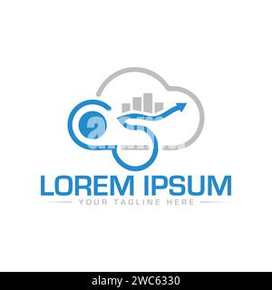 Cloud Logo Design. Unique and Creative Cloud Logo Design. Cloud Tech Logo Design. Stock Vector