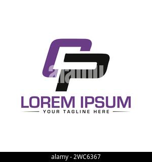 CP Letter Logo Design. Creative and Professional CP PC Logo Design. Stock Vector