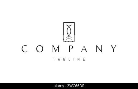 A vector logo with an abstract image of a fish that smoothly goes into the roof, personifying a sushi restaurant. Stock Vector