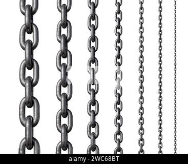 A set of metal chains isolated on a white background Stock Photo