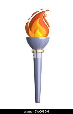 3D olympic torch with burning fire. Vector illustration Stock Vector