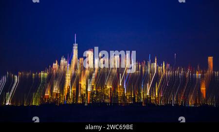 Abstract long exposure effect of Manhattan, NYC, USA Stock Photo