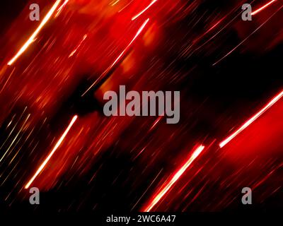 Night view blurred texture with neon light. Boke colorful bright neon rays for party background Stock Photo