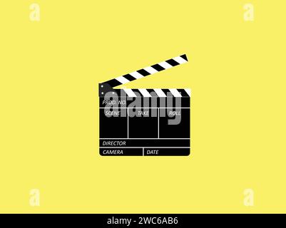 Movie Clapperboard Black and White Stock Vector