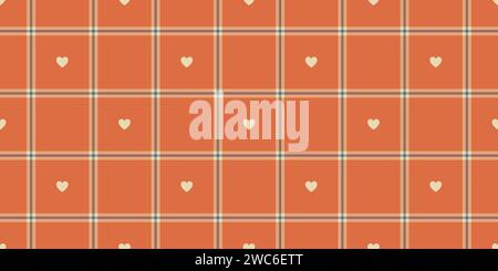 Gingham pattern with hearts. Seamless tartan vichy check plaid for gift card, wrapping paper, invitation on Valentines Day print. Stock Vector