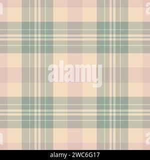 Thread check fabric vector, overlay pattern tartan plaid. Us seamless texture textile background in pastel and light color. Stock Vector