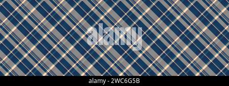 Duvet fabric background tartan, new york textile seamless pattern. Vichy check texture vector plaid in grey and blue color. Stock Vector