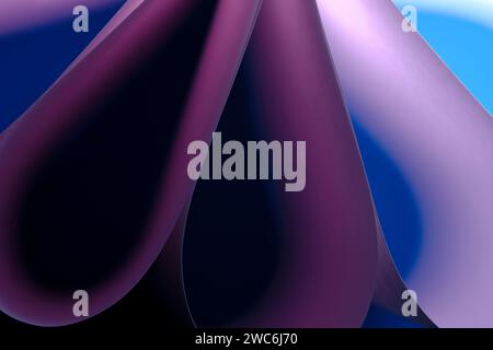 Abstract lilac blue macro background, smooth lines of paper sheets Stock Photo