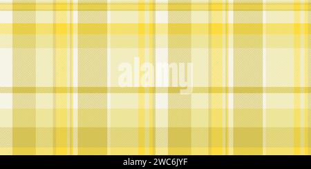 Doodle fabric check pattern, professional seamless tartan texture. Handsome plaid textile background vector in yellow and linen color. Stock Vector