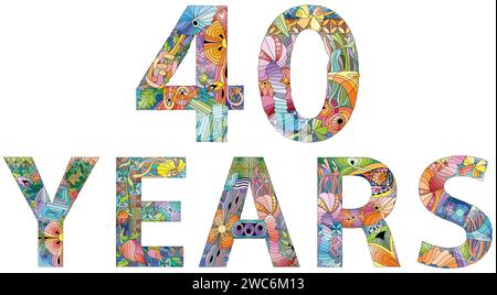 Anniversary badge or label. 40th celebration and congratulation design element. Stock Vector