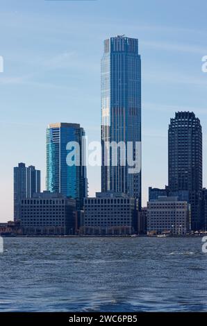 Perkins Eastman designed 99 Hudson Street, a 76-floor glass-clad apartment tower that surpassed nearby Goldman Sachs Tower in height in 2020. Stock Photo