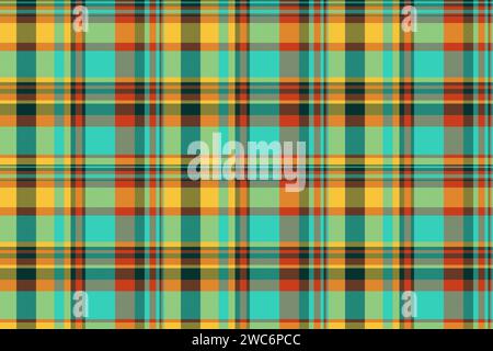 Factory background tartan pattern, shirt texture fabric textile. Comfort check plaid vector seamless in teal and red colors. Stock Vector