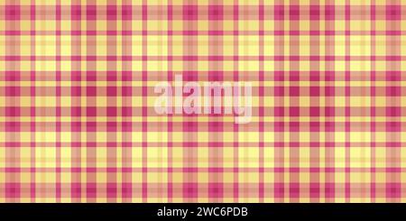 Canvas textile seamless background, quiet pattern vector check. Part texture tartan fabric plaid in pink and amber color. Stock Vector