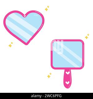 Barbie Theme Mirror Set Cute Vector Illustration Stock Vector