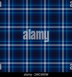 Christmas tartan fabric plaid, discount vector seamless check. Plain background pattern textile texture in blue and cyan color. Stock Vector
