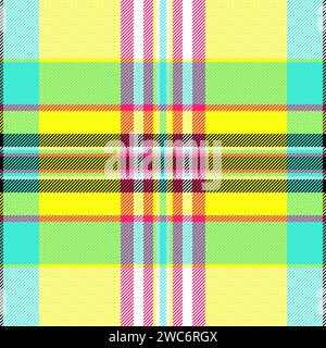 Pattern fabric background of tartan plaid seamless with a vector texture textile check in bright and white colors. Stock Vector