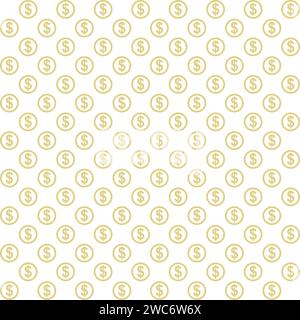 Dollar seamless pattern. White background. Stock Vector