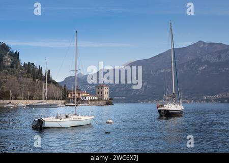 A view on the small bay of Pescallo, a picturesque part of the town of Bellagio on the Como Lake in northern Italy Stock Photo